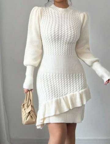 Rochie tricotată Shein, crem