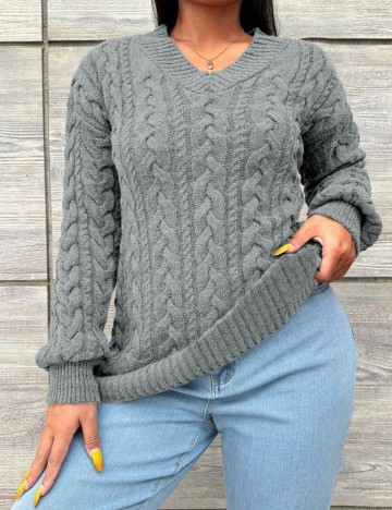 Pulover Shein Curve+, gri