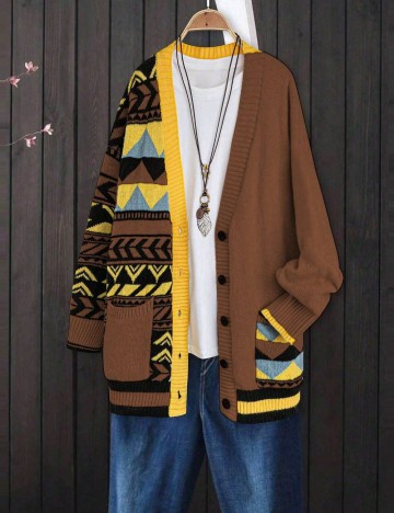 Cardigan Shein Curve+, maro