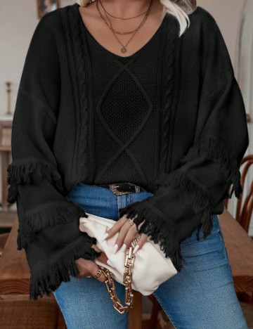 Pulover Shein Curve+, negru