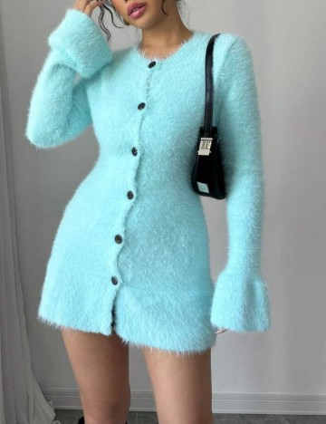 Cardigan lung Shein, albastru