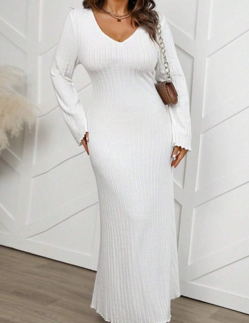 Rochie maxi Shein Curve+, alb
