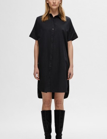 Rochie tip cămașă Selected, negru