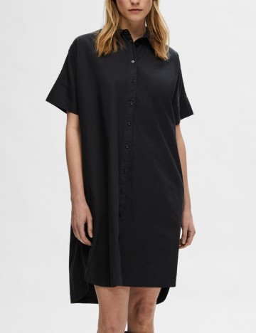 Rochie tip cămașă Selected, negru