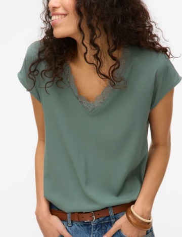 Cămașă cu mânecă scurtă Vero Moda, verde