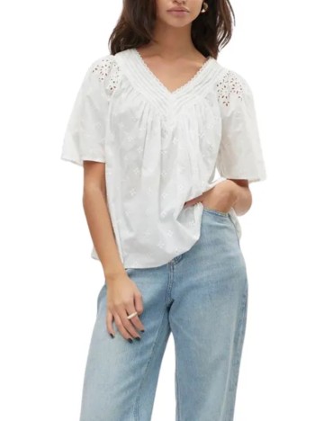 Cămașă cu mânecă scurtă Vero Moda, alb