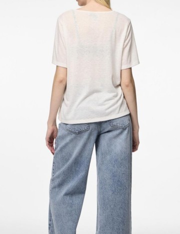Tricou Pieces, crem