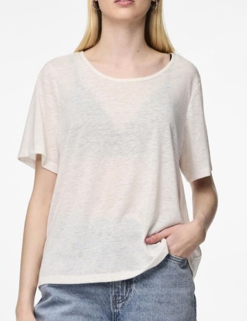 Tricou Pieces, crem