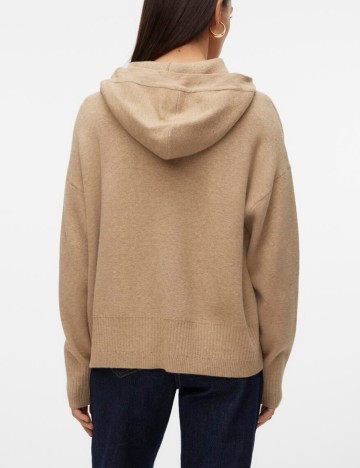 Pulover cu glugă Vero Moda, bej