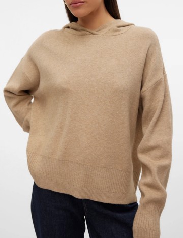 Pulover cu glugă Vero Moda, bej