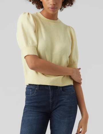 Pulover cu mânecă scurtă Vero Moda, galben