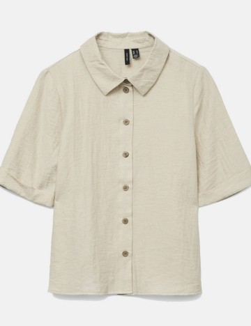 Cămașă cu mânecă scurtă Vero Moda, bej