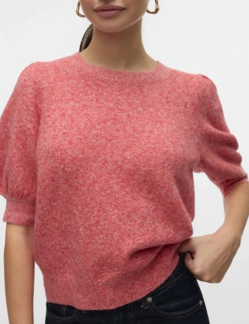 Pulover cu mânecă scurtă Vero Moda, roz