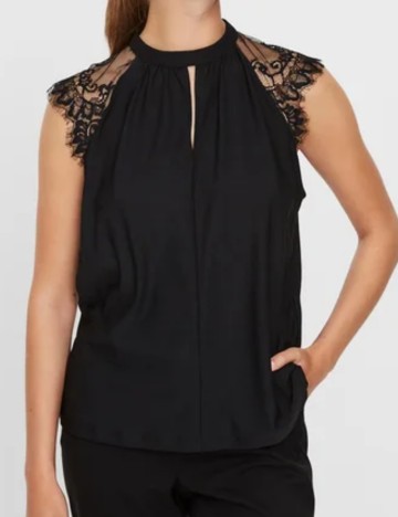 Cămașă cu mânecă scurtă Vero Moda, negru