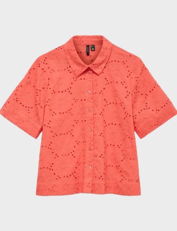 Cămașă cu mânecă scurtă Vero Moda, roz coral