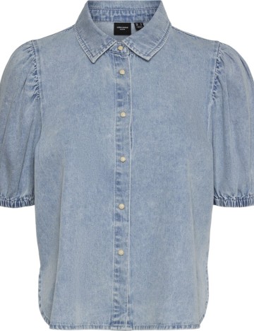 Cămașă cu mânecă scurtă Vero Moda, albastru denim