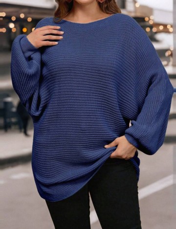 Pulover Shein Curve+, albastru