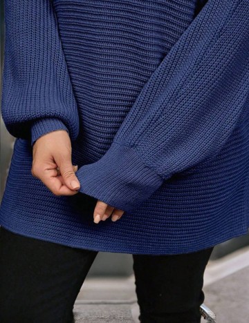 Pulover Shein Curve+, albastru