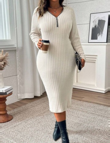 Rochie midi Shein Curve+, crem