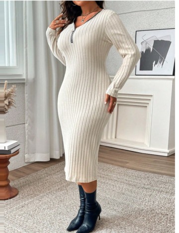 Rochie midi Shein Curve+, crem