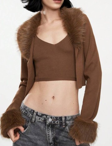 Set top si cardigan Shein, maro