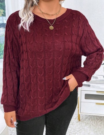 Pulover Shein Curve+, vișiniu