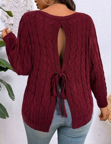 Pulover Shein Curve+, vișiniu