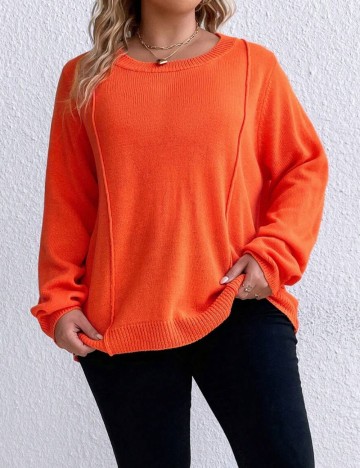Pulover Shein Curve+, portocaliu