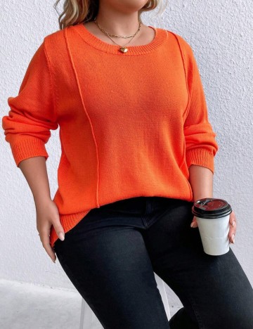 Pulover Shein Curve+, portocaliu