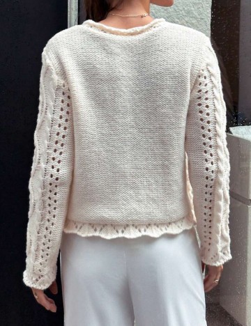 Pulover cu nasturi Shein, crem