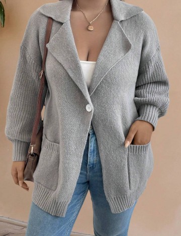 Cardigan Shein Curve+, gri