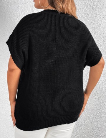 Pulover cu mânecă scurtă Shein Curve+, negru