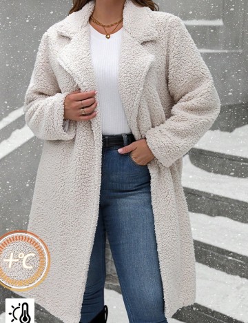Cardigan lung Shein Curve+, crem