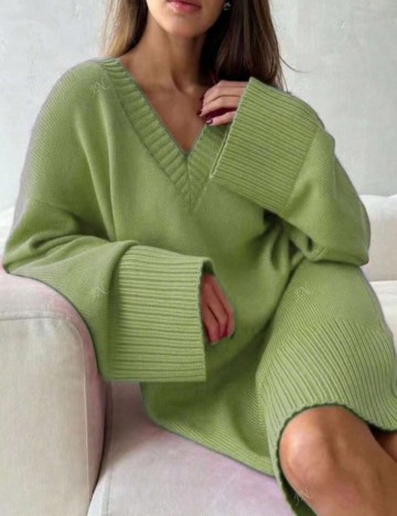 Rochie tricotată Shein Curve+, verde