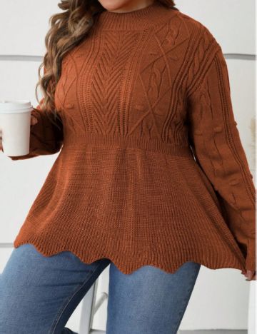 Pulover Shein Curve+, cărămiziu
