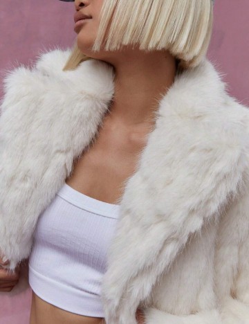 Haină De Blană Shein Missguided, crem