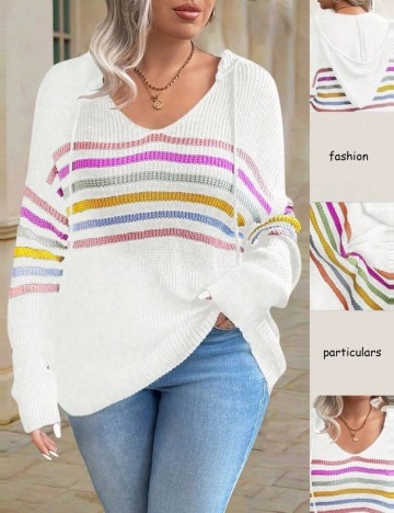 Pulover cu glugă Shein Curve+, mix culori