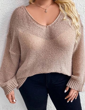 Pulover Shein Curve+, bej