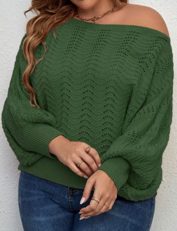 Pulover Shein Curve+, verde