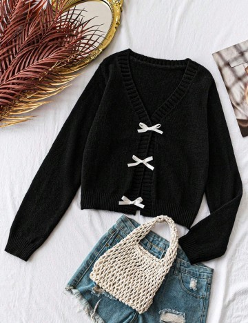 Pulover cu nasturi Shein, negru