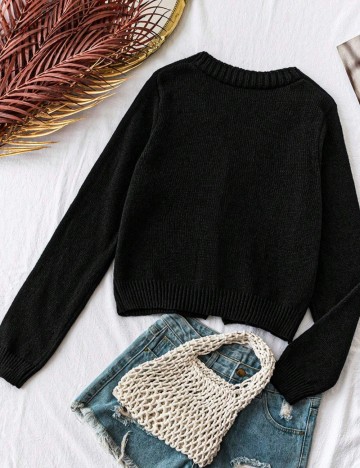 Pulover cu nasturi Shein, negru