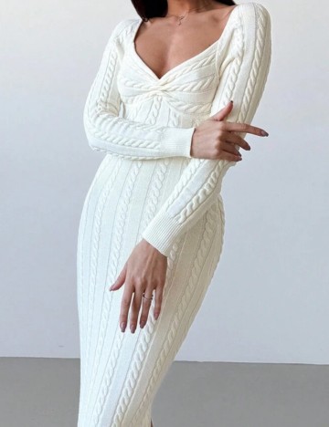 Rochie tricotată Shein, crem