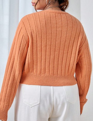 Pulover cu nasturi Shein Curve+, portocaliu
