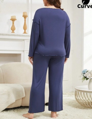 Compleu pijamale Shein Curve+, albastru