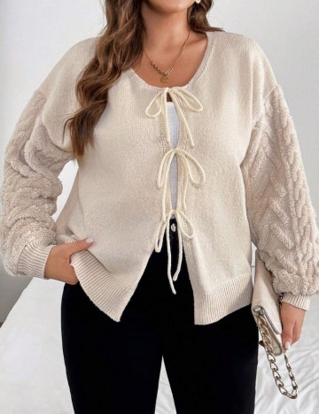 Cardigan Shein Curve+, crem