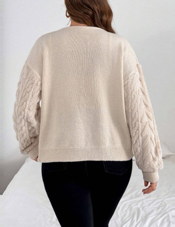 Cardigan Shein Curve+, crem