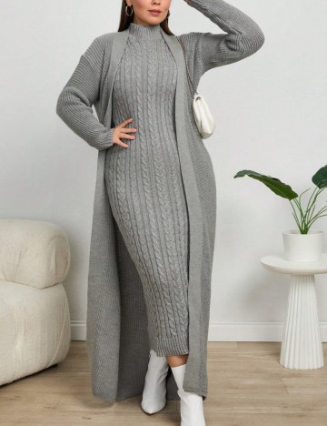 Set Rochie și Cardigan Shein Curve+, gri
