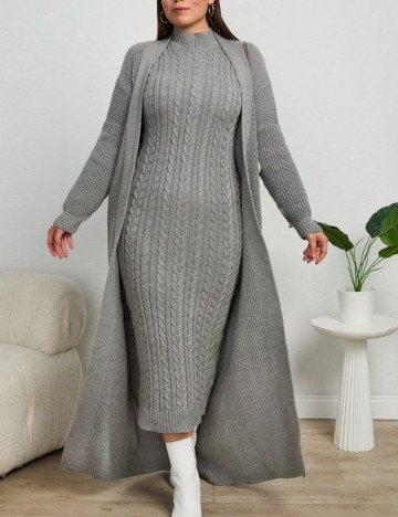Set Rochie și Cardigan Shein Curve+, gri