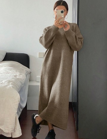 Rochie tricotată Shein DAZY, maro