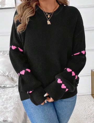 Pulover Shein Curve+, negru